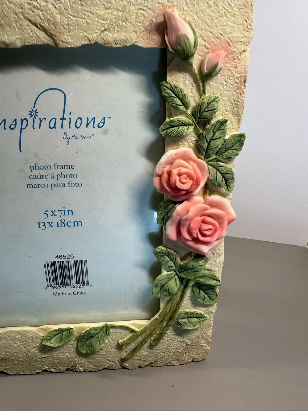 Inspirations By Heirloom Pink Rose 5x7 Photo Frame Floral Cottage Decor